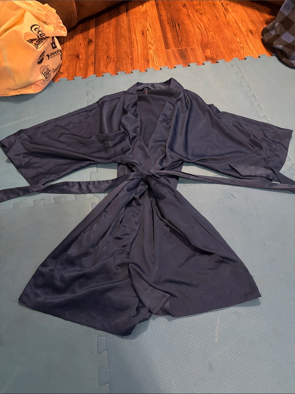 Silky Navy Wrap Robe - Women Intimates & Sleepwear